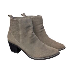 Western Suede Ankle Boots| Taupe | Block Heel |Size 9